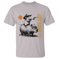 It Is Rodeo Time T Shirt Funny Wild West Mouse Riding Capybara - Wonder Print Shop