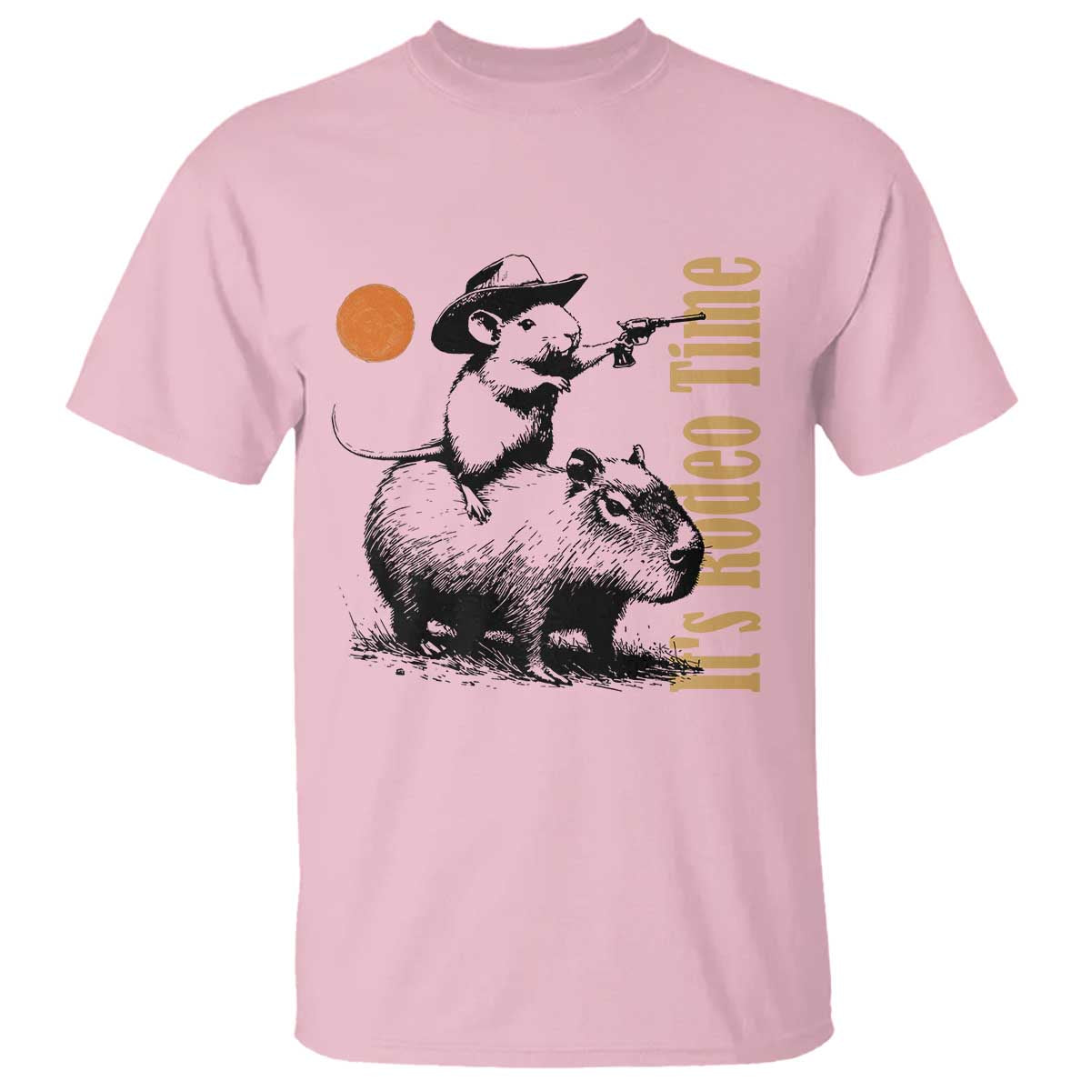 It Is Rodeo Time T Shirt Funny Wild West Mouse Riding Capybara - Wonder Print Shop