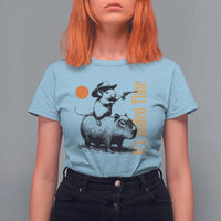 It Is Rodeo Time T Shirt For Women Funny Wild West Mouse Riding Capybara - Wonder Print Shop