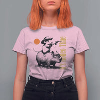 It Is Rodeo Time T Shirt For Women Funny Wild West Mouse Riding Capybara - Wonder Print Shop