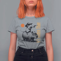 It Is Rodeo Time T Shirt For Women Funny Wild West Mouse Riding Capybara - Wonder Print Shop