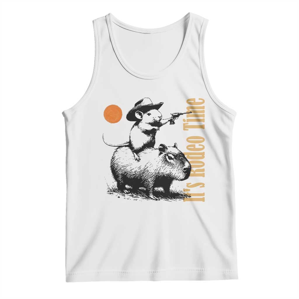 It Is Rodeo Time Tank Top Funny Wild West Mouse Riding Capybara - Wonder Print Shop