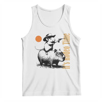 It Is Rodeo Time Tank Top Funny Wild West Mouse Riding Capybara - Wonder Print Shop