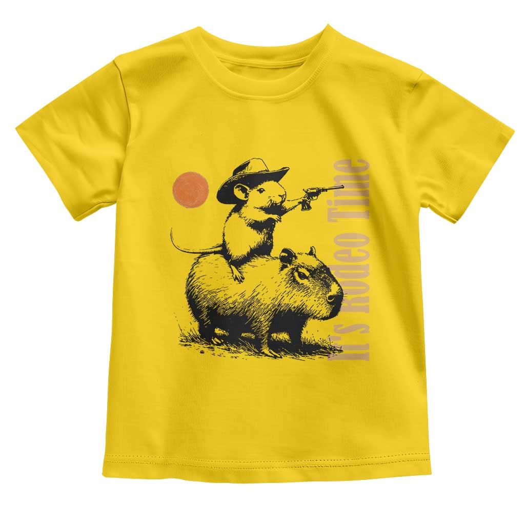 It Is Rodeo Time Toddler T Shirt Funny Wild West Mouse Riding Capybara - Wonder Print Shop