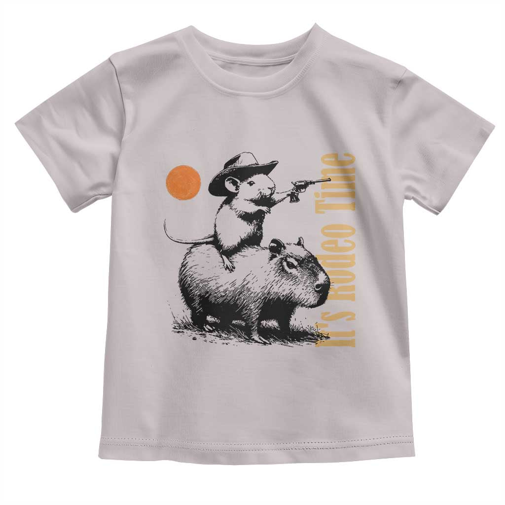 It Is Rodeo Time Toddler T Shirt Funny Wild West Mouse Riding Capybara - Wonder Print Shop