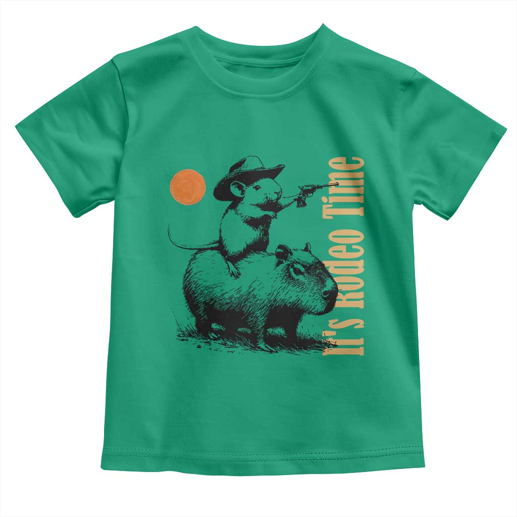 It Is Rodeo Time Toddler T Shirt Funny Wild West Mouse Riding Capybara - Wonder Print Shop