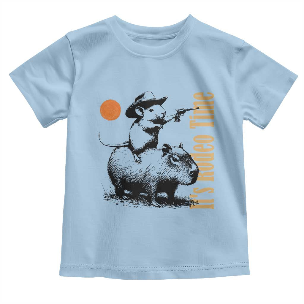 It Is Rodeo Time Toddler T Shirt Funny Wild West Mouse Riding Capybara - Wonder Print Shop