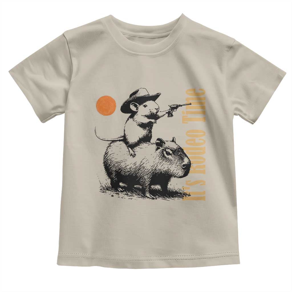 It Is Rodeo Time Toddler T Shirt Funny Wild West Mouse Riding Capybara - Wonder Print Shop