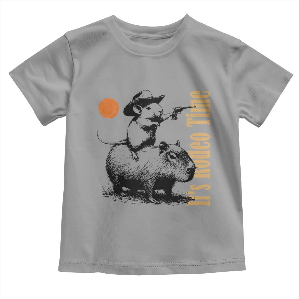 It Is Rodeo Time Toddler T Shirt Funny Wild West Mouse Riding Capybara - Wonder Print Shop