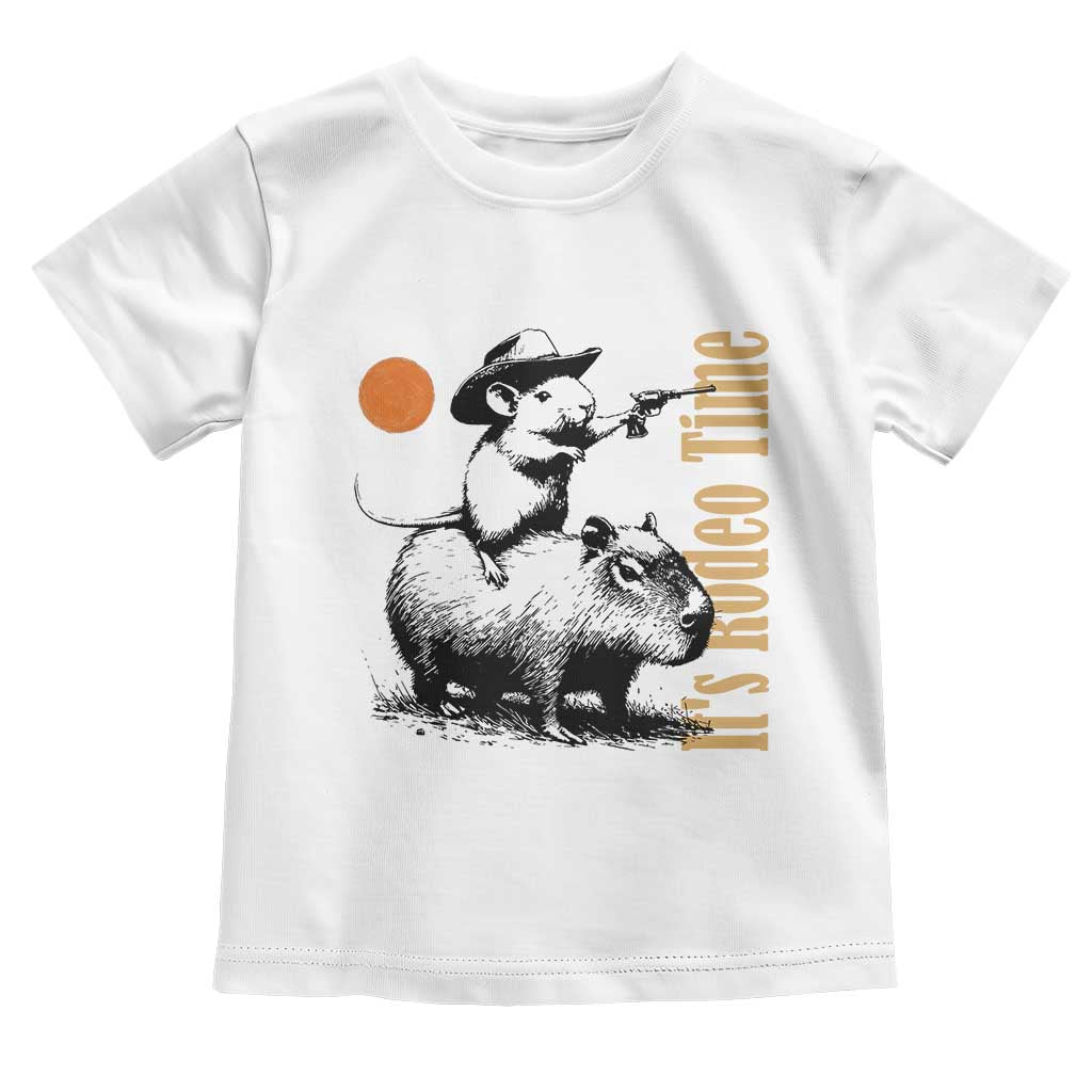 It Is Rodeo Time Toddler T Shirt Funny Wild West Mouse Riding Capybara - Wonder Print Shop