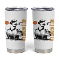 It Is Rodeo Time Tumbler Cup Funny Wild West Mouse Riding Capybara