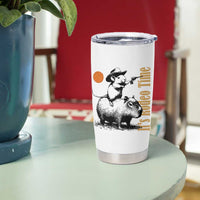 It Is Rodeo Time Tumbler Cup Funny Wild West Mouse Riding Capybara