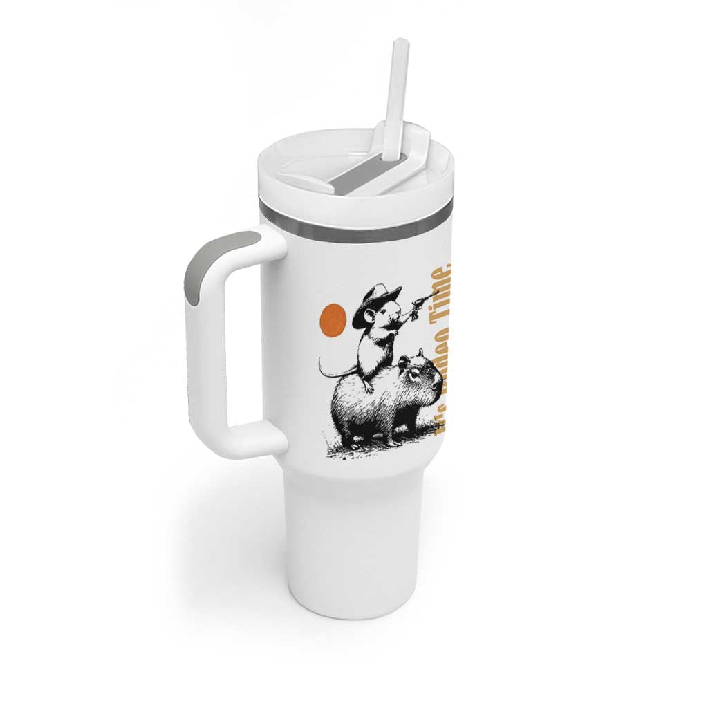 It Is Rodeo Time Tumbler With Handle Funny Wild West Mouse Riding Capybara