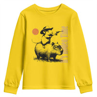 It Is Rodeo Time Youth Sweatshirt Funny Wild West Mouse Riding Capybara - Wonder Print Shop