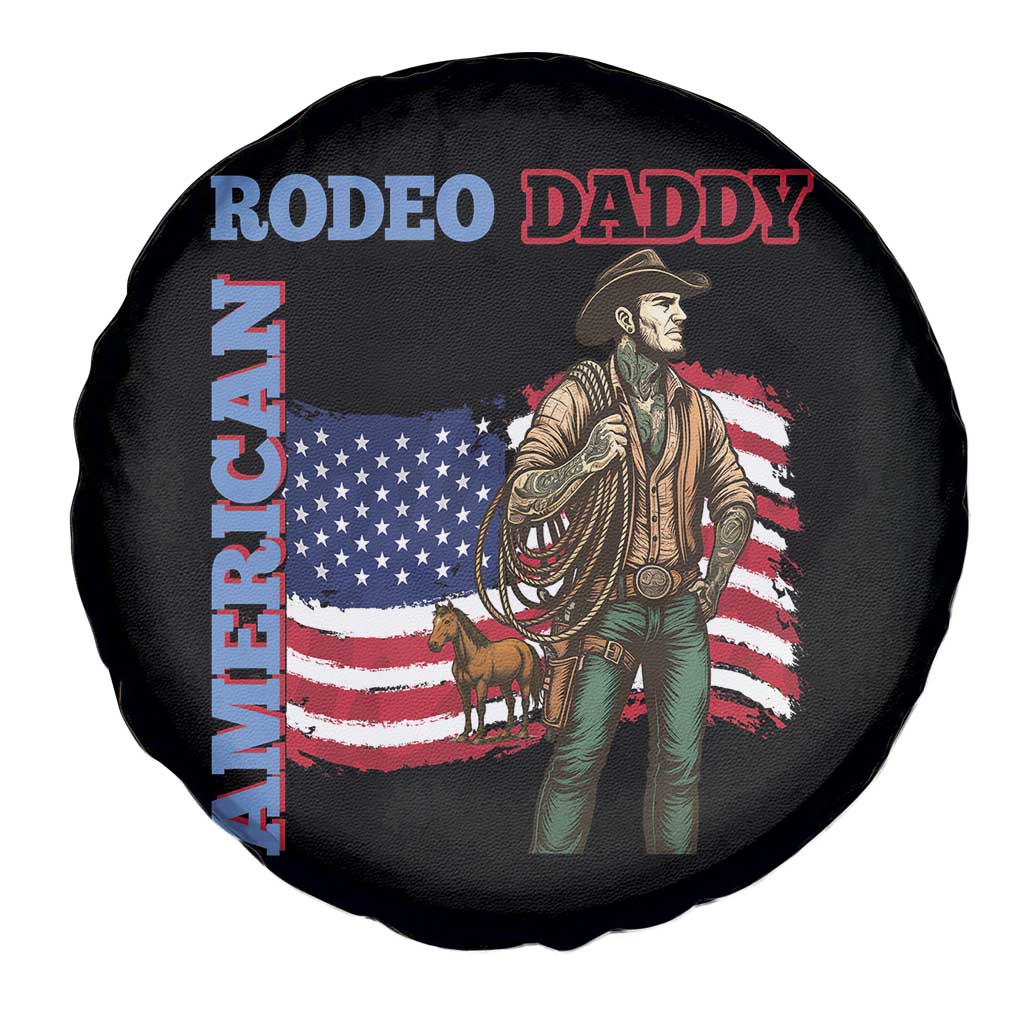 Patriotic Cowboy Spare Tire Cover American Rodeo Daddy USA Rodeo Art - Wonder Print Shop