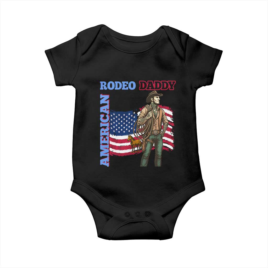 Patriotic Cowboy Baby Onesie American Rodeo Daddy USA Rodeo Art - Wonder Print Shop