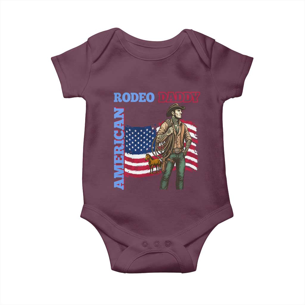 Patriotic Cowboy Baby Onesie American Rodeo Daddy USA Rodeo Art - Wonder Print Shop