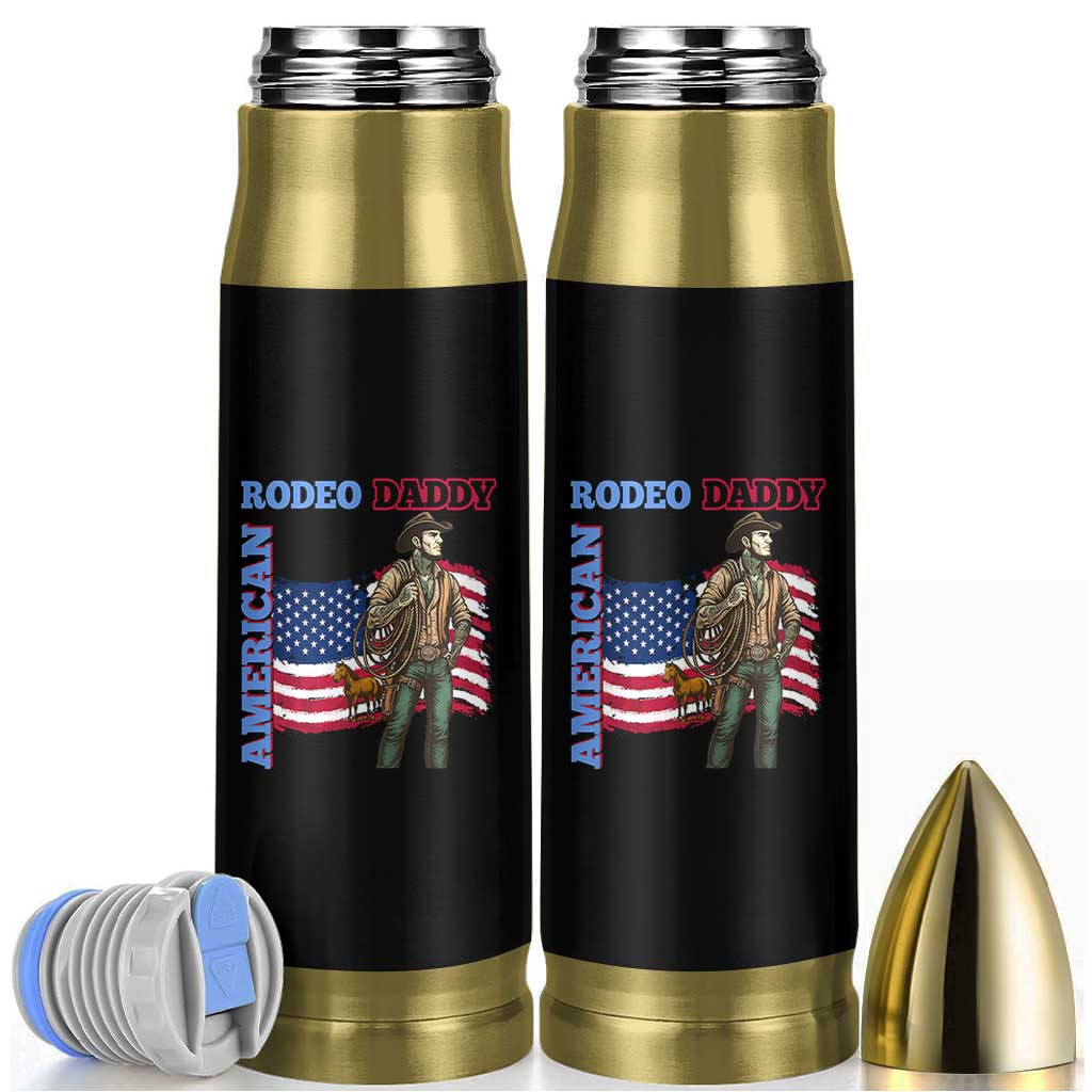 Patriotic Cowboy Bullet Tumbler American Rodeo Daddy USA Rodeo Art