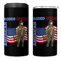 Patriotic Cowboy 4 in 1 Can Cooler Tumbler American Rodeo Daddy USA Rodeo Art