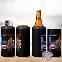 Patriotic Cowboy 4 in 1 Can Cooler Tumbler American Rodeo Daddy USA Rodeo Art