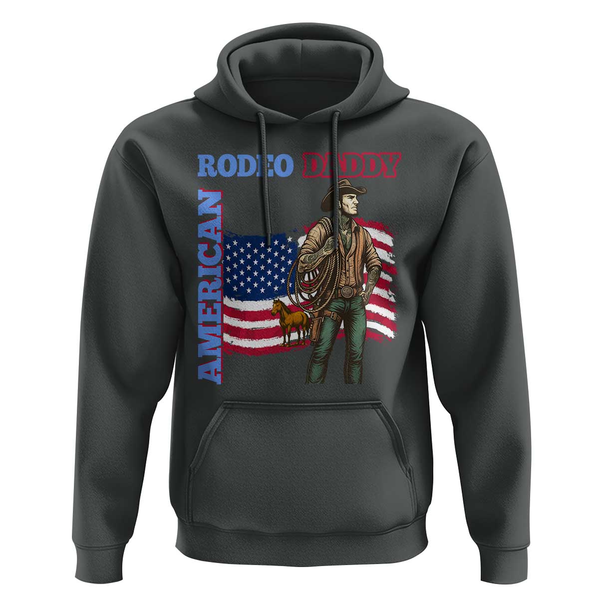 Patriotic Cowboy Hoodie American Rodeo Daddy USA Rodeo Art - Wonder Print Shop