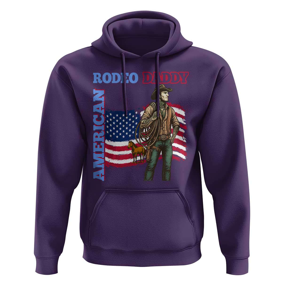 Patriotic Cowboy Hoodie American Rodeo Daddy USA Rodeo Art - Wonder Print Shop