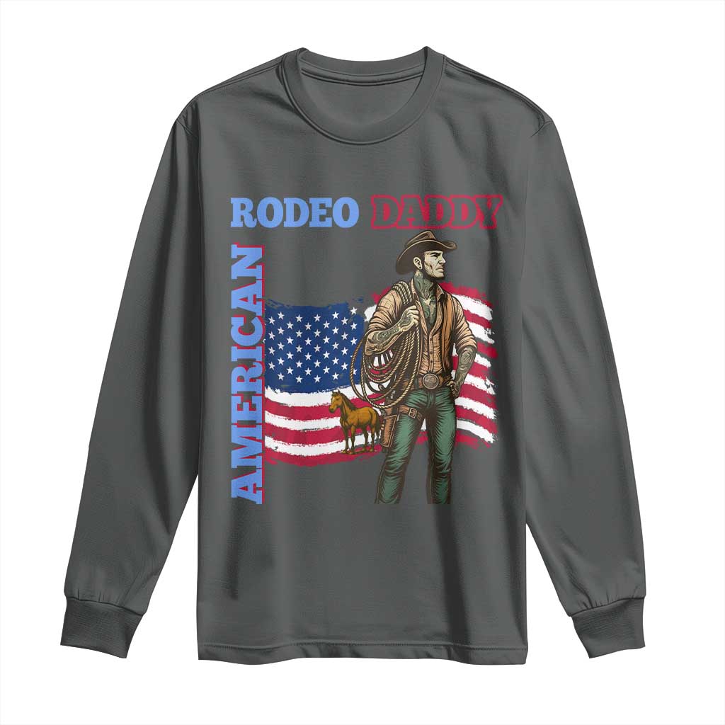 Patriotic Cowboy Long Sleeve Shirt American Rodeo Daddy USA Rodeo Art - Wonder Print Shop