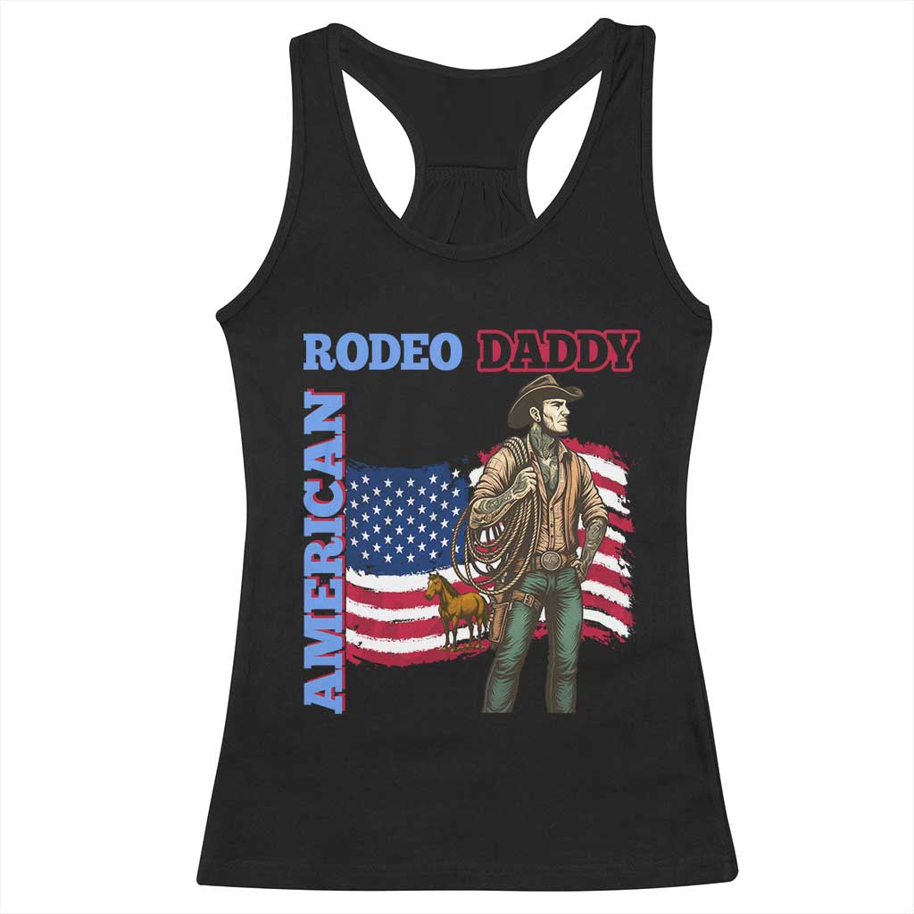 Patriotic Cowboy Racerback Tank Top American Rodeo Daddy USA Rodeo Art - Wonder Print Shop