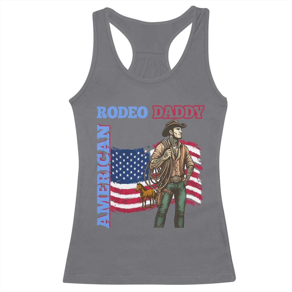 Patriotic Cowboy Racerback Tank Top American Rodeo Daddy USA Rodeo Art - Wonder Print Shop