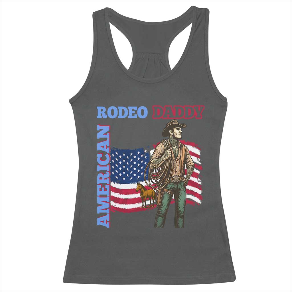 Patriotic Cowboy Racerback Tank Top American Rodeo Daddy USA Rodeo Art - Wonder Print Shop