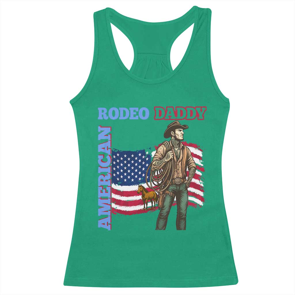 Patriotic Cowboy Racerback Tank Top American Rodeo Daddy USA Rodeo Art - Wonder Print Shop
