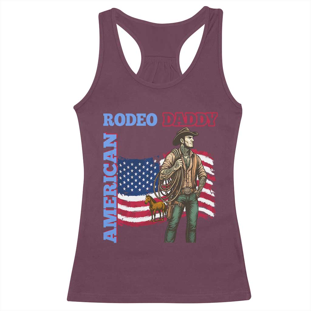Patriotic Cowboy Racerback Tank Top American Rodeo Daddy USA Rodeo Art - Wonder Print Shop