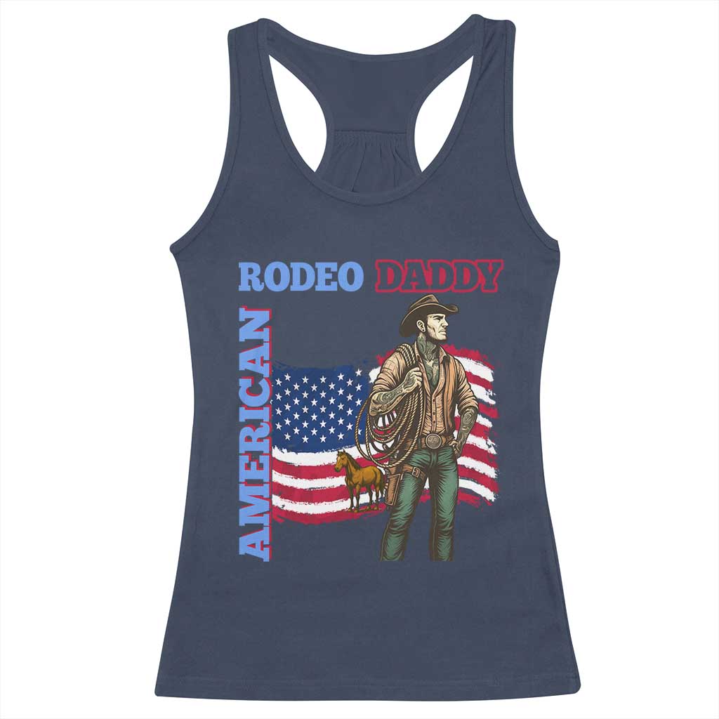 Patriotic Cowboy Racerback Tank Top American Rodeo Daddy USA Rodeo Art - Wonder Print Shop