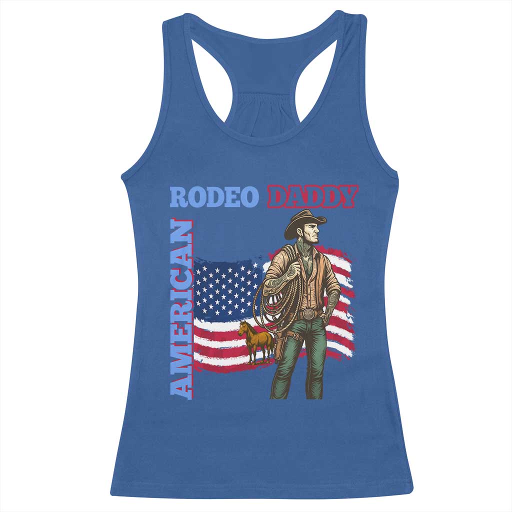 Patriotic Cowboy Racerback Tank Top American Rodeo Daddy USA Rodeo Art - Wonder Print Shop