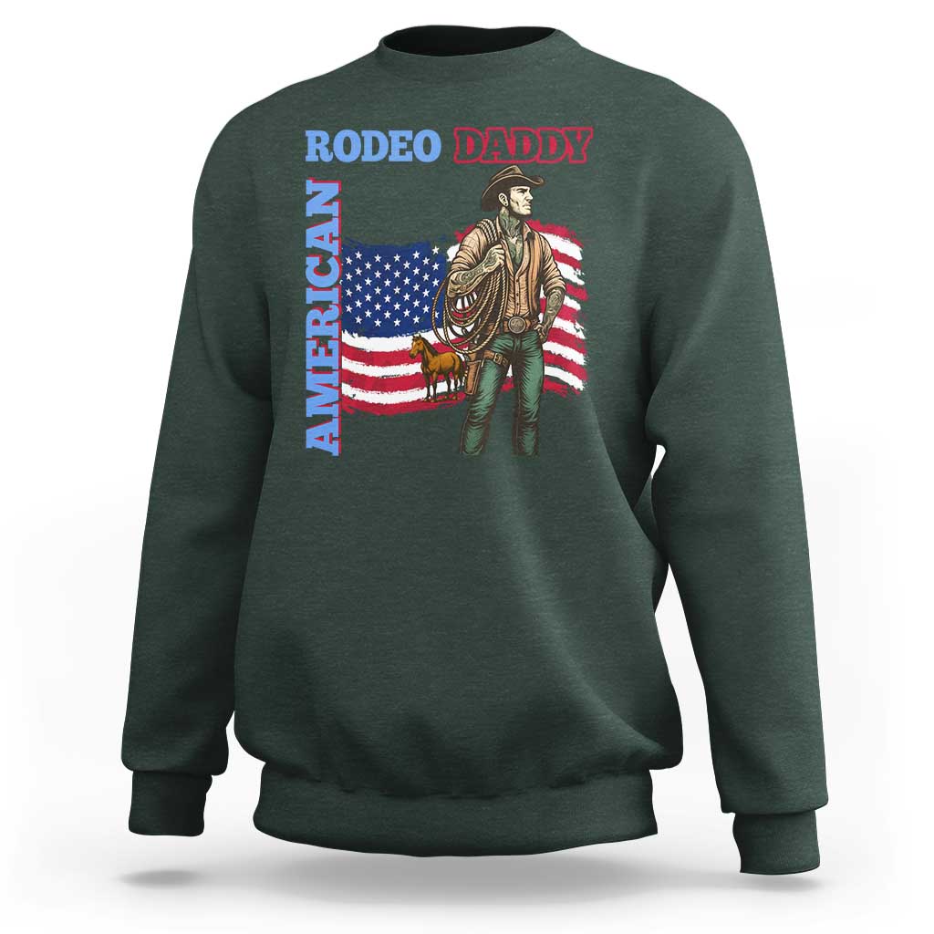 Patriotic Cowboy Sweatshirt American Rodeo Daddy USA Rodeo Art - Wonder Print Shop