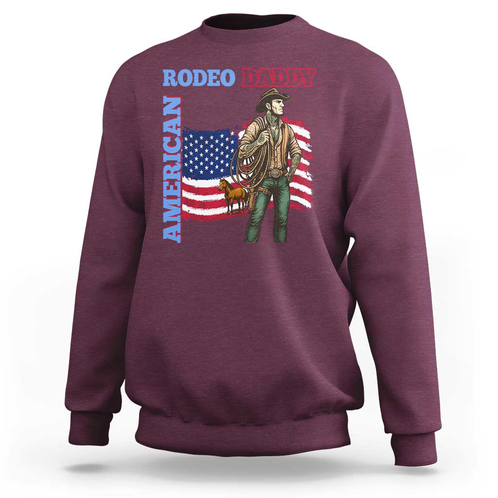Patriotic Cowboy Sweatshirt American Rodeo Daddy USA Rodeo Art - Wonder Print Shop