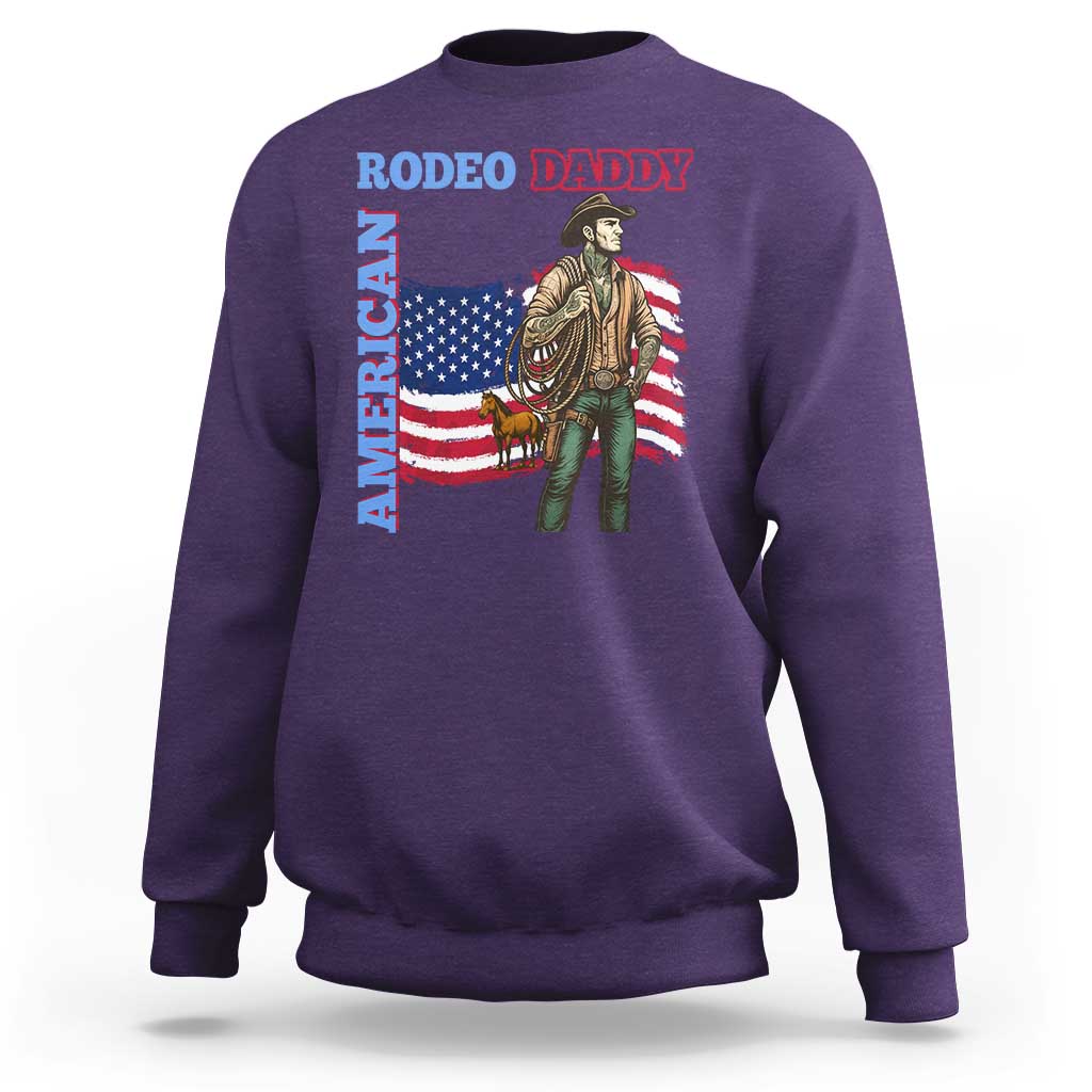 Patriotic Cowboy Sweatshirt American Rodeo Daddy USA Rodeo Art - Wonder Print Shop