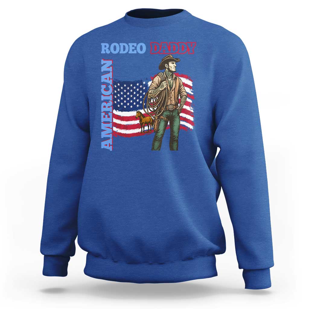 Patriotic Cowboy Sweatshirt American Rodeo Daddy USA Rodeo Art - Wonder Print Shop