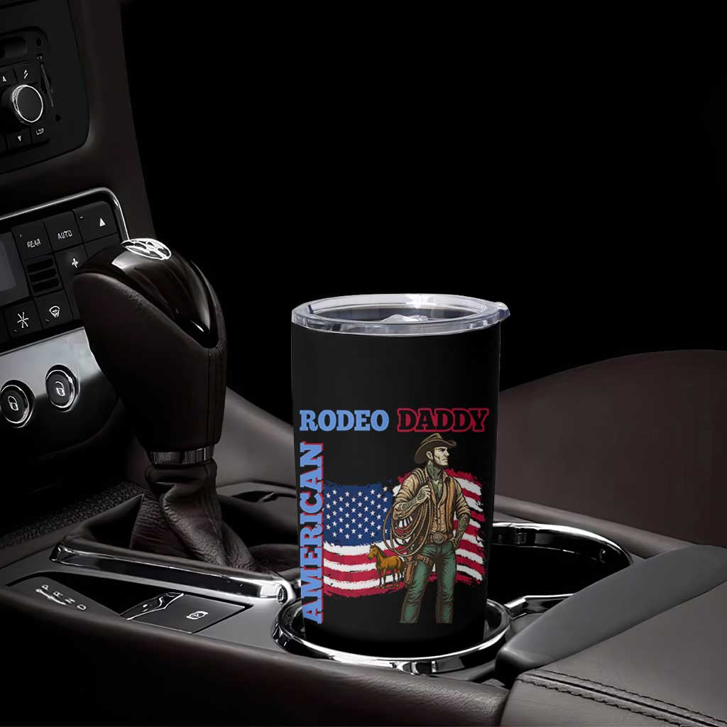 Patriotic Cowboy Tumbler Cup American Rodeo Daddy USA Rodeo Art