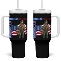 Patriotic Cowboy Tumbler With Handle American Rodeo Daddy USA Rodeo Art