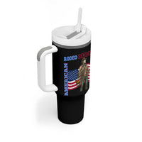 Patriotic Cowboy Tumbler With Handle American Rodeo Daddy USA Rodeo Art