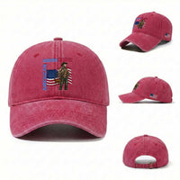Patriotic Cowboy Washed Cotton Baseball Cap American Rodeo Daddy USA Rodeo Art