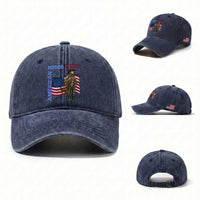 Patriotic Cowboy Washed Cotton Baseball Cap American Rodeo Daddy USA Rodeo Art