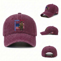 Patriotic Cowboy Washed Cotton Baseball Cap American Rodeo Daddy USA Rodeo Art