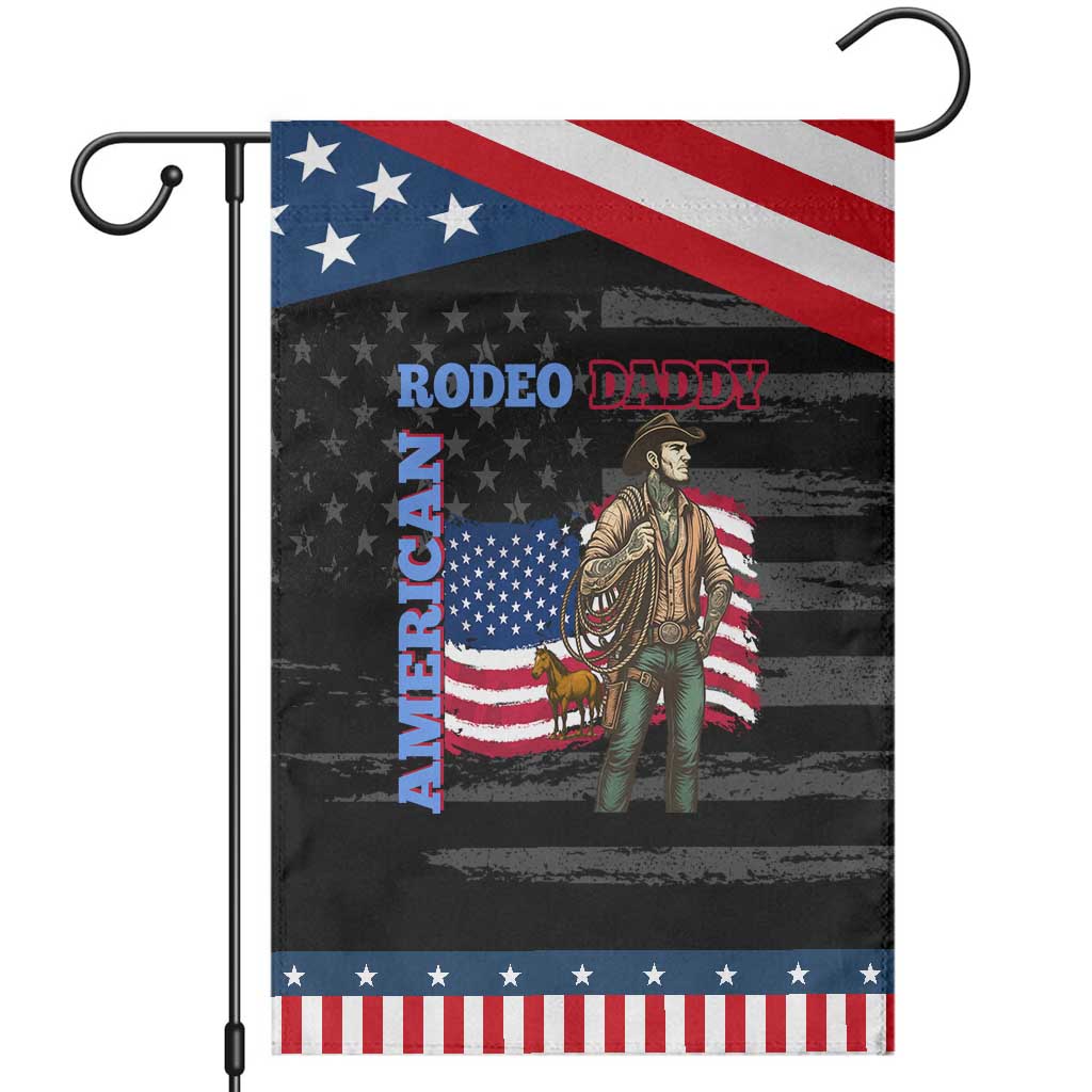 Patriotic Cowboy Garden Flag American Rodeo Daddy USA Rodeo Art