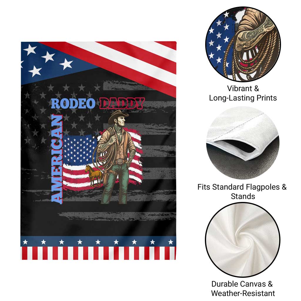 Patriotic Cowboy Garden Flag American Rodeo Daddy USA Rodeo Art