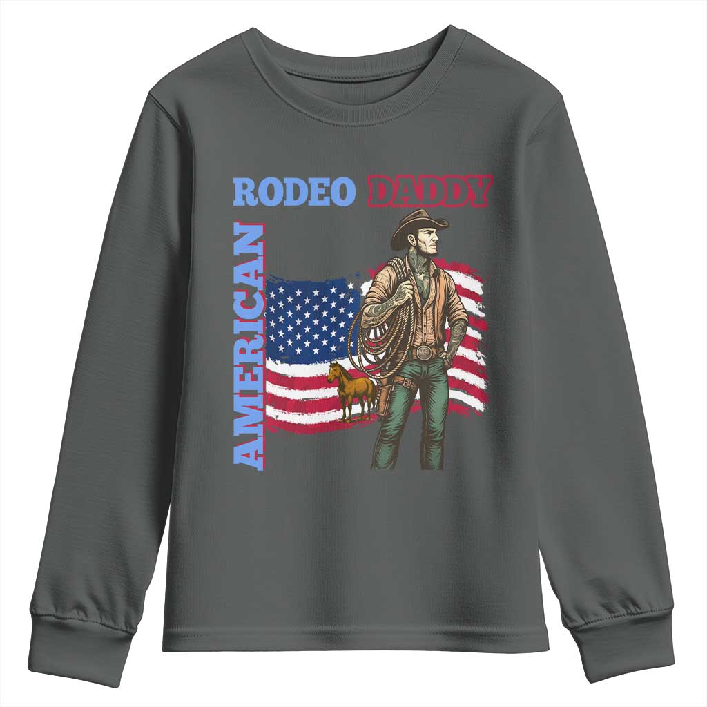 Patriotic Cowboy Youth Sweatshirt American Rodeo Daddy USA Rodeo Art - Wonder Print Shop