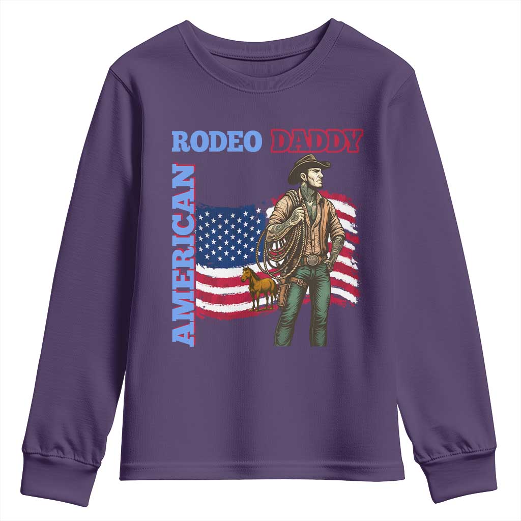 Patriotic Cowboy Youth Sweatshirt American Rodeo Daddy USA Rodeo Art - Wonder Print Shop