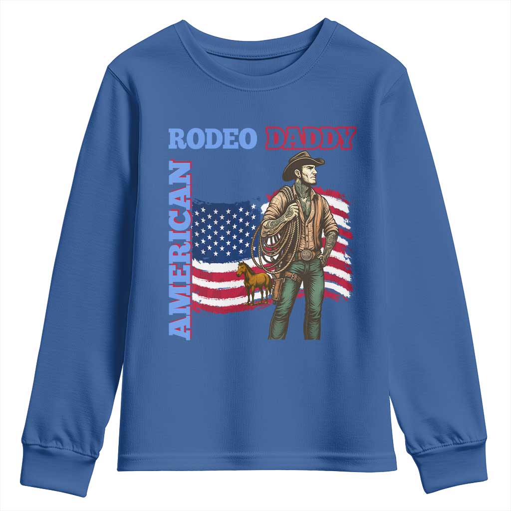 Patriotic Cowboy Youth Sweatshirt American Rodeo Daddy USA Rodeo Art - Wonder Print Shop