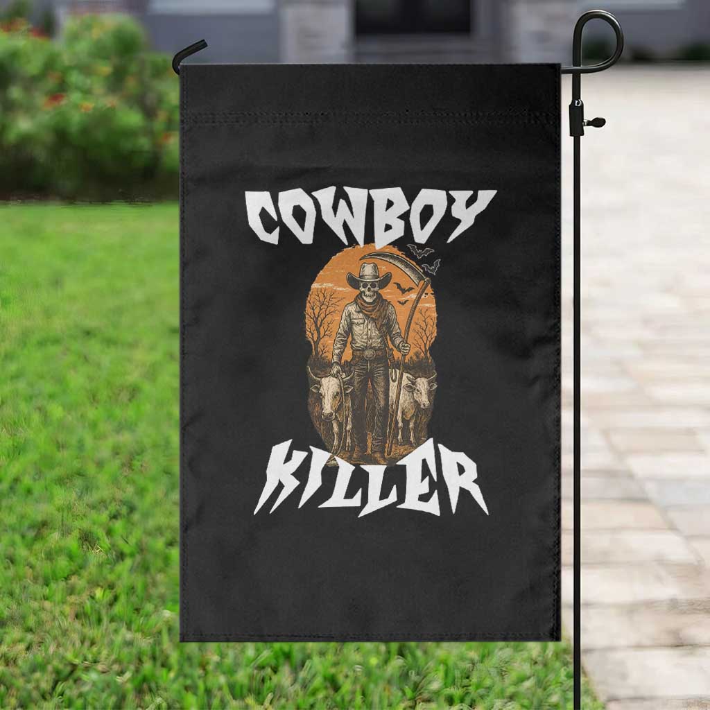 Cowboy Killer Halloween Skeleton Garden Flag Gothic Western Art - Wonder Print Shop